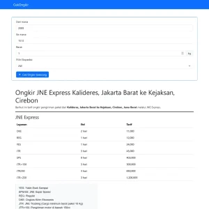 Cek Ongkir Source Code
